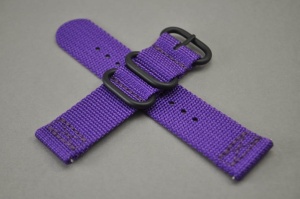 Pasek Zulu dwuczęściowy, Materiałowy, Fioletowy, 22mm