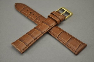 Pasek do zegarka, Skórzany, Brązowy, 19mm
