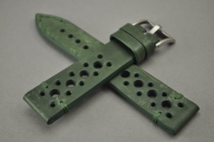 Pasek Skórzany Vintage, Zielony, Tropic, Zielona nić, 22mm