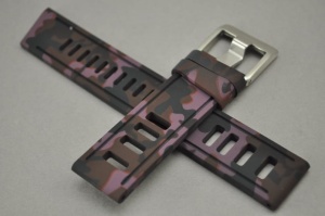 Pasek do zegarka typu Isofrane, Silikonowy, Camouflage, Fioletowy 22mm