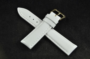 Pasek krótki do zegarka, Skórzany, Biały, 19mm