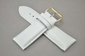 Pasek krótki do zegarka, Skórzany, Biały, 24mm