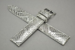 Pasek Bros 8918, Skóra naturalna, Srebrny, 18mm