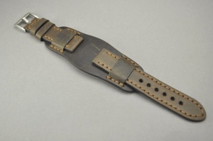 Pasek Skórzany Vintage z podkładką, Brązowy, Brązowa nić, 22mm