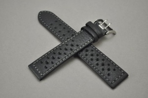 Pasek Di-Modell Rallye 1230, Skórzany, Czarny, Szara nić, 20mm