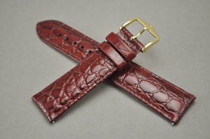 Pasek do zegarka Hirsch Crocograin, Skórzany, Bordowy, 20mm, M