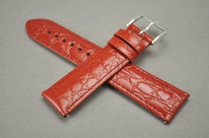 Pasek do zegarka Hirsch Crocograin, Skórzany, Czerwony, 20mm, M