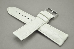Pasek do zegarka Hirsch Crocograin, Skórzany, Biały, 20mm, M