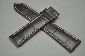 Pasek do zegarka Longines, Skóra z aligatora, Ciemny brąz, 20mm