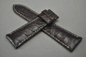 Pasek do zegarka Longines, Skóra z aligatora, Ciemny brąz, 25mm