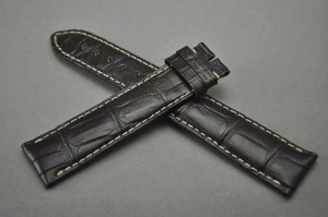 Pasek do zegarka Longines, Skóra z aligatora, Ciemny brąz, 21mm, XL 