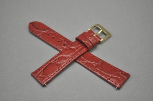 Pasek do zegarka, Skóra naturalna, Czerwony, 18mm