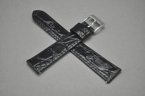 Pasek do zegarka, Skóra naturalna, Czarny, 18mm