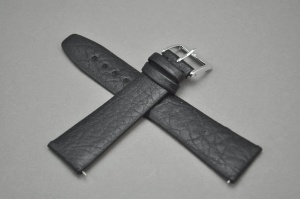 Pasek do zegarka, Skóra naturalna, Czarny, 22mm