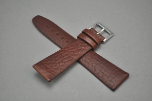 Pasek do zegarka, Skóra naturalna, Brązowy, 22mm