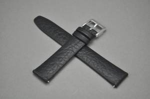 Pasek do zegarka, Skóra naturalna, Czarny, 18mm