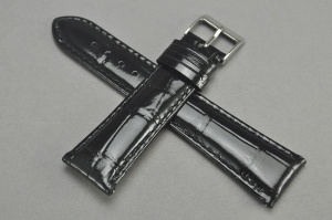 Pasek Skórzany, Lakierowany, Czarny, 22mm