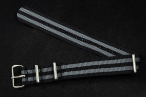 Pasek typu Nato, Nylonowy, Czarno-szary, 18mm