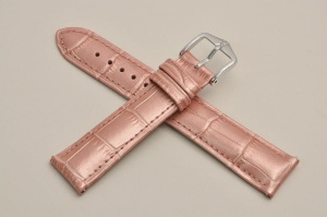 Pasek do zegarka Hirsch Duke, Skórzany, Różowy metalic, 20mm, M