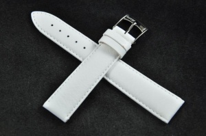 Pasek Bros 8541, Skóra naturalna, Biały, 18mm
