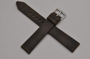 Pasek Skórzany Vintage, Ciemny brąz, Gładki, 18mm