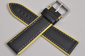 Pasek do zegarka Adriatica A8291, Skórzany, Czarno-Żółty, 24mm