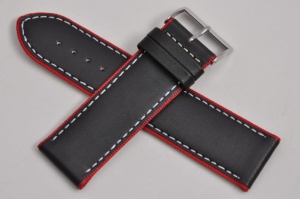 Pasek do zegarka Adriatica A8292, Skórzany, Czarno-czerwony, 24mm