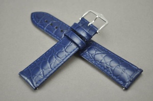 Pasek do zegarka Hirsch Crocograin, Skórzany, Niebieski, 18mm, M