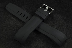 Pasek do zegarka profilowany, Silikonowy, Czarny, 22mm