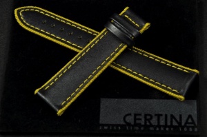 Pasek do zegarka Certina DS Podium C034453, Skórzany, Czarno-żółty, 20mm