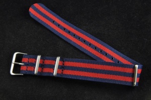 Pasek typu Nato, Nylonowy, Granatowo-czerwony, 20mm