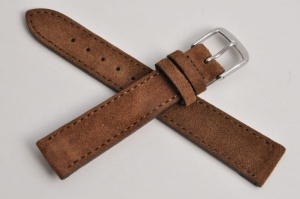 Pasek Fluco Velour 105, Skórzany, Vintage, Brązowy, 18mm