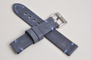 Pasek Skórzany Vintage, Niebieski, Błękitna nić, 20mm