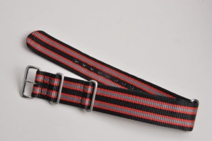Pasek typu Nato 20106, Nylonowy, Czarno-szaro-czerwony, 22mm