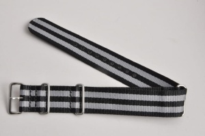 Pasek typu Nato 20106, Nylonowy, Czarno-szary, 22mm