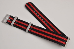 Pasek typu Nato Premium, Nylonowy, Czarno-czerwony, 20mm