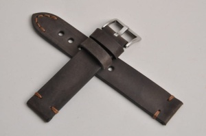 Pasek Skórzany Vintage, Ciemny brąz, Brązowa nić, 20mm 