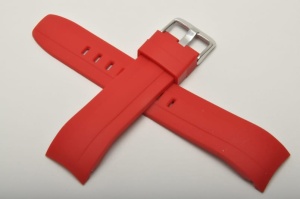 Pasek do zegarka profilowany, Silikonowy, Czerwony, 22mm