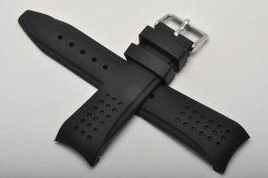 Pasek do zegarka profilowany, Silikonowy, Czarny, 22mm