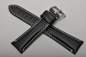 Pasek Horido 167 Carbon, Czarny, Biała nić, 20mm