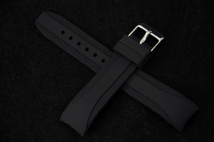 Pasek do zegarka profilowany, Silikonowy, Czarny, 18mm