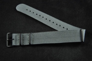 Pasek typu Nato, Nylonowy, Szary, Czarne okucia, 18mm