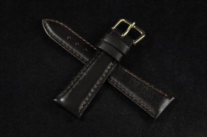 Pasek krótki do zegarka, Skórzany, Ciemny brąz, 20mm