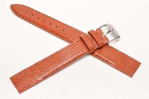 Pasek Bros 7221, Skóra z jaszczurki, Brązowy, 18mm, Otwarty koniec