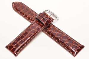 Pasek Bros 7482, Skóra naturalna, Ciemny brąz, 18mm