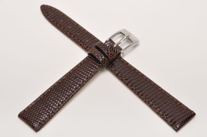 Pasek Bros 8229, Skóra z jaszczurki, Ciemny brąz, 14mm  