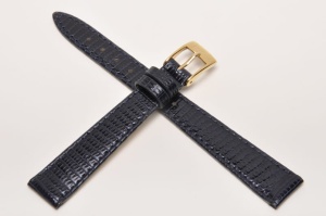 Pasek Bros 8229, Skóra z jaszczurki, Granatowy, 14mm