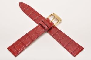 Pasek Bros 8449, Skóra naturalna, Ciemny Czerwony, 18mm 