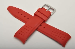 Pasek do zegarka profilowany, Silikonowy, Czerwony, 24mm