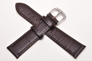 Pasek Fluco Classic Kroko 373S, Skórzany, Ciemny brąz, 18mm, XS